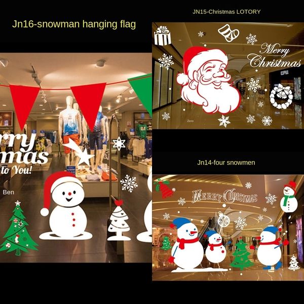 ktjnu new year's day decoration shop new year's day post ehvbk sticker window no glue static paste santa snow glass paste decorati